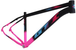 Quadro de bicicleta aro 29 Gti Roma Preto com rosa e azul