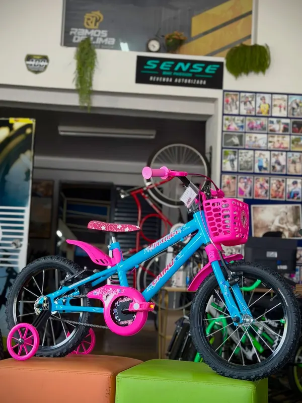 Bike infantil Cairu Fadinha montada na loja Ramos de Lima, revenda autorizada Sense